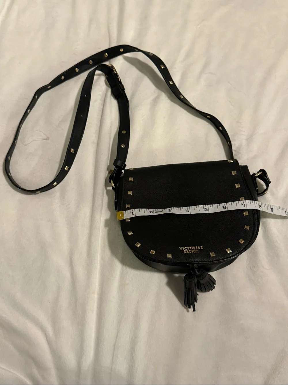 Victoria's Secret Black Studded Tassel Crossbody